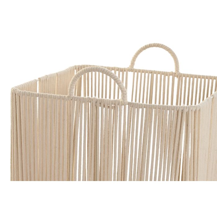 DKD Home Decor Cesta de Almacenaje Set de 3 Piezas Beige, Algodón y Metal, Hechas a Mano, Medidas 37x45x37 cm 2 DKD Home Decor Cesta de Almacenaje Set de 3 Piezas Beige, Algodón y Metal, Hechas a Mano, Medidas 37x45x37 cm 2