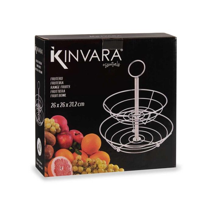 Frutero Doble Cocina Metal Cromado Kinvara 26x26x26 cm (6 Unidades) 2 Frutero Doble Cocina Metal Cromado Kinvara 26x26x26 cm (6 Unidades) 2