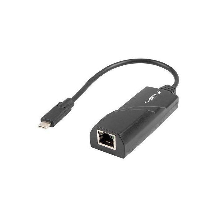 Lanberg NC-1000-02 Adaptador USB Tipo C 3.1 a RJ-45 Ethernet Gigabit, Negro, Longitud de cable 0.15m Lanberg NC-1000-02 Adaptador USB Tipo C 3.1 a RJ-45 Ethernet Gigabit, Negro, Longitud de cable 0.15m