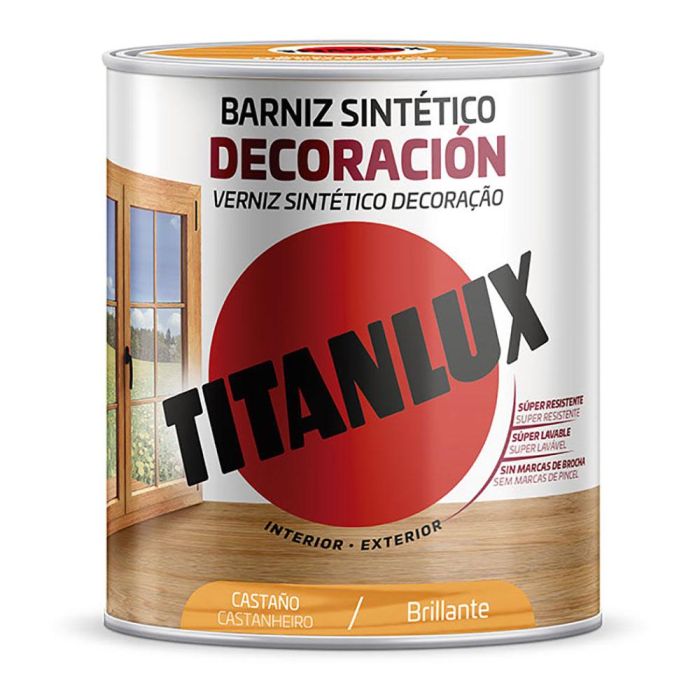 Barniz sintético decoración castaño brillante 750 ml titanlux m10100134