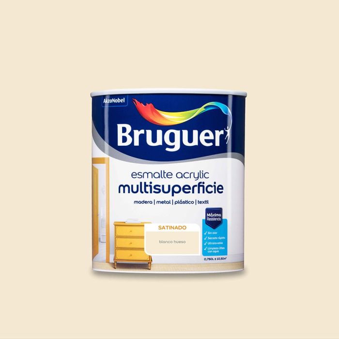 Bruguer Esmalte acrílico multisuperficie blanco hueso satinado 0,750l 5057452 para interior y exterior 0 Bruguer Esmalte acrílico multisuperficie blanco hueso satinado 0,750l 5057452 para interior y exterior 0