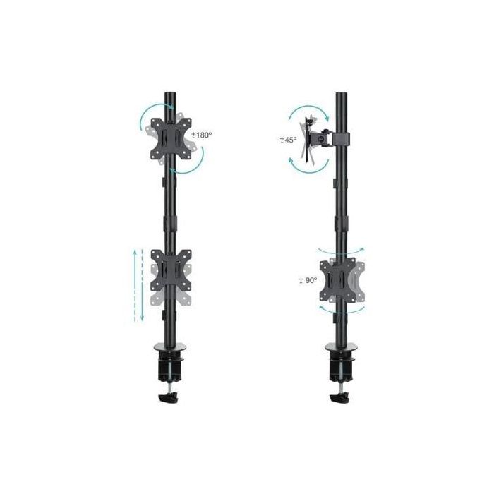 Soporte de Mesa para 2 Monitores TooQ DB1233TNV-B/ Giratorio/ Inclinable/ hasta 8kg 1 Soporte de Mesa para 2 Monitores TooQ DB1233TNV-B/ Giratorio/ Inclinable/ hasta 8kg 1