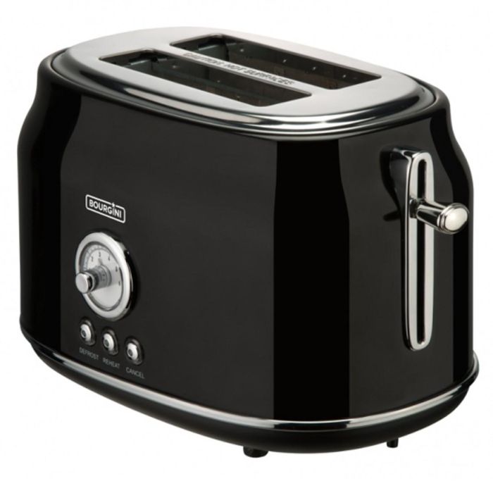 Bourgini Tostadora Pan Retro Negra 815 W, Acero Inoxidable, 2 Rebanadas, Nivel de Tostado Ajustable, Función Calentar y Descongelar, Diseño Retro 0 Bourgini Tostadora Pan Retro Negra 815 W, Acero Inoxidable, 2 Rebanadas, Nivel de Tostado Ajustable, Función Calentar y Descongelar, Diseño Retro 0