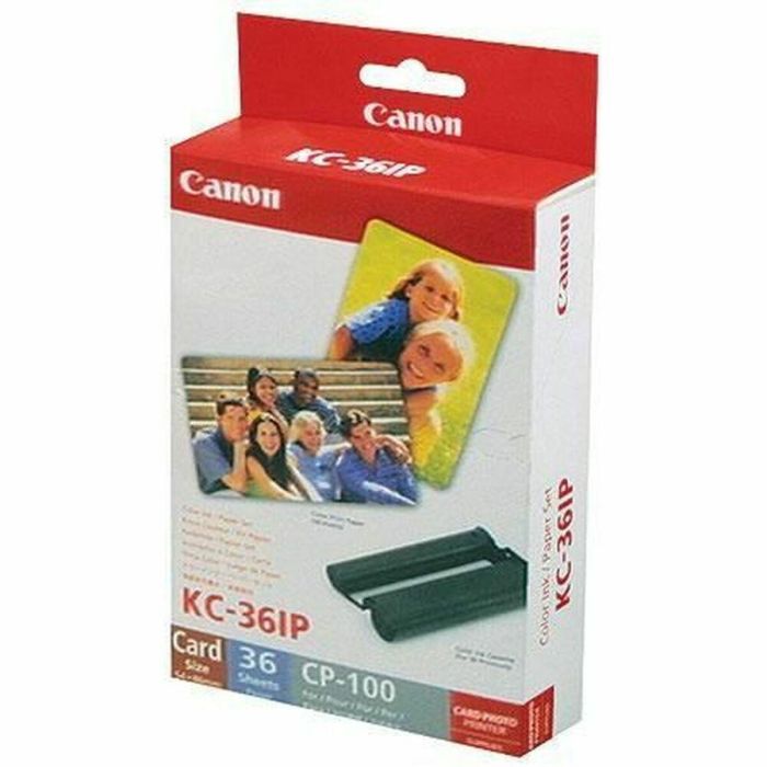Canon KC-36IP Kit de Papel Fotográfico y Tinta, 36 hojas Formato Tarjeta de Crédito, para Impresoras Selphy CP Canon KC-36IP Kit de Papel Fotográfico y Tinta, 36 hojas Formato Tarjeta de Crédito, para Impresoras Selphy CP