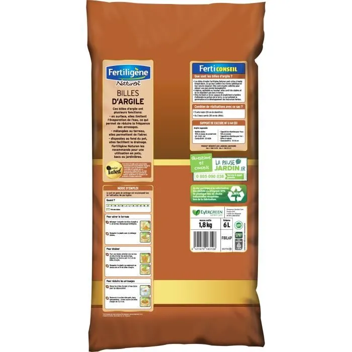 Fertiligene Bolas de arcilla 6L para macetas, abono ecológico para drenaje y control de malas hierbas 1