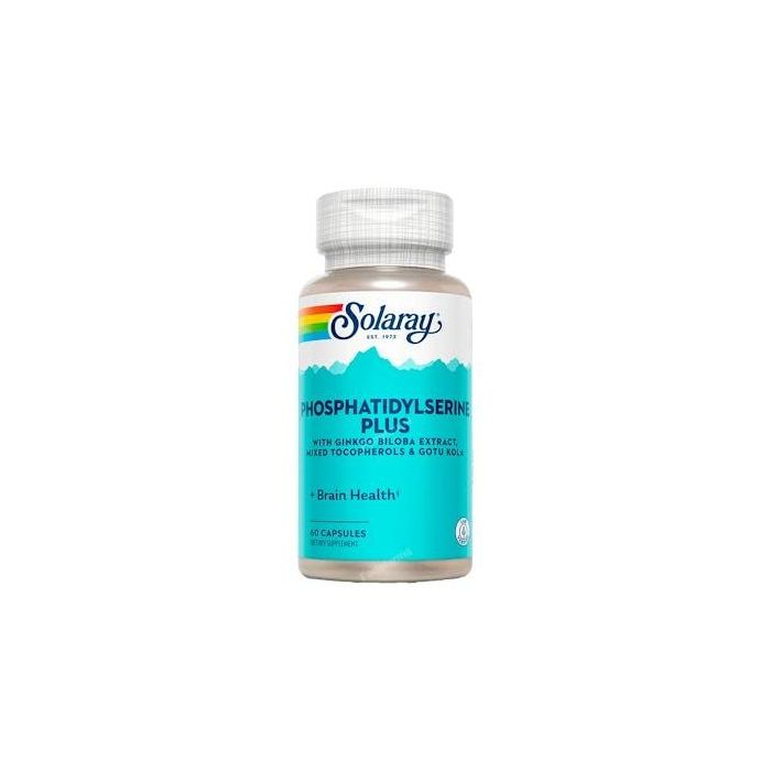SOLARAY Phosphatidylserine Plus 60 Cápsulas para Apoyo Cognitivo con Ginkgo Biloba y Vitamina E