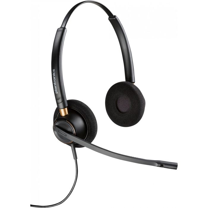 Poly EncorePro 520D TAA Auriculares Binaurales con QD, Diadema Alámbrica para Llamadas/Música, Negro