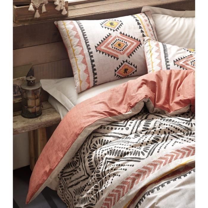 Juego de cama - 1 funda nórdica 220x240 cm + 2 fundas de almohada 60x60 cm - 100% algodón - Rojo 3 Juego de cama - 1 funda nórdica 220x240 cm + 2 fundas de almohada 60x60 cm - 100% algodón - Rojo 3