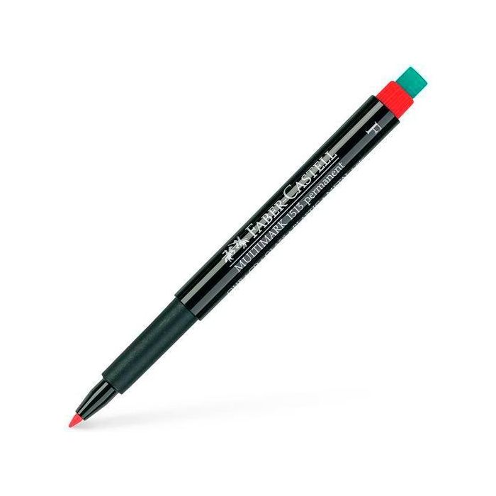 Faber-Castell Rotulador Permanente Multimark F, Multifuncional, Rojo, Goma Integrada, para Madera, Metal, Cristal, Transparencias (10 Unidades) (10 Unidades)