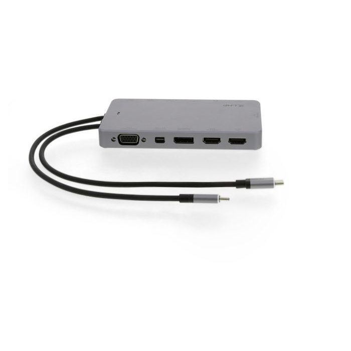 LMP USB-C Display Dock 2 Dual 4K 60Hz - Estación Base USB-C con 2 HDMI, DP, MiniDP, DVI, VGA, 2 USB-A, Ethernet, Audio, Gris 1