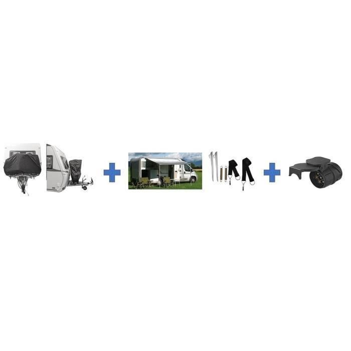 HTC Equipement HTC3513766590007 Pack salida camping - Funda 2 bicicletas, Correa antitormentas, Adaptador