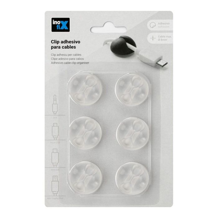 Inofix Clip Adhesivo para Cables Transparente 7101-0 Organizador Cables hasta Ø8mm 1 Inofix Clip Adhesivo para Cables Transparente 7101-0 Organizador Cables hasta Ø8mm 1