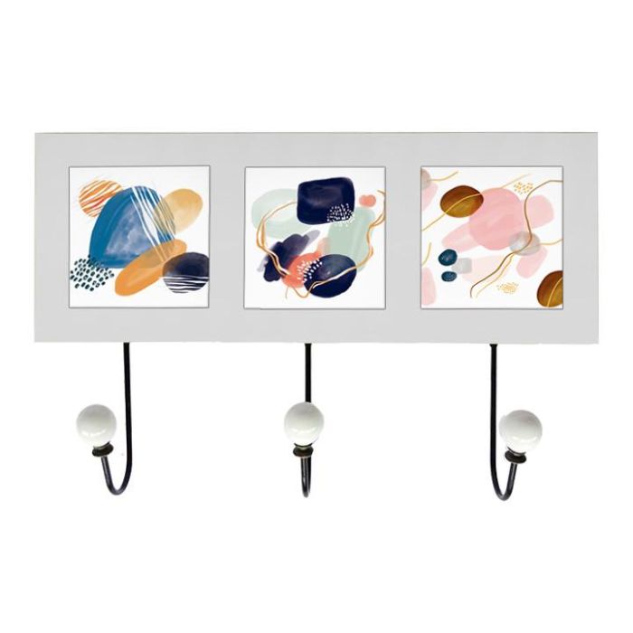 DKD Home Decor Perchero Urban Multicolor Rosa Abstracto 40x7x26 cm de MDF y Metal (2 Unidades)