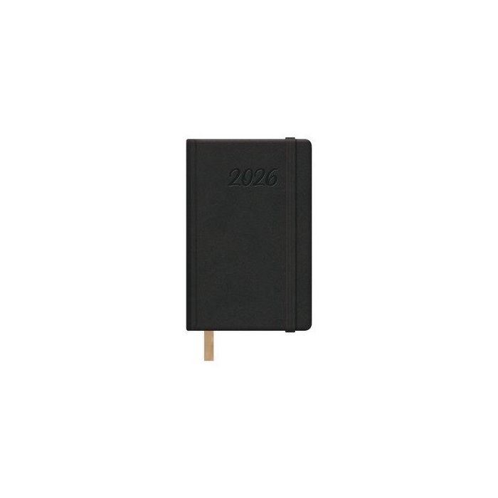 Agenda Anual (2026) Dohe Samba Cosida Tapa Extra Polipiel Con Goma 85X130 S/V Negro