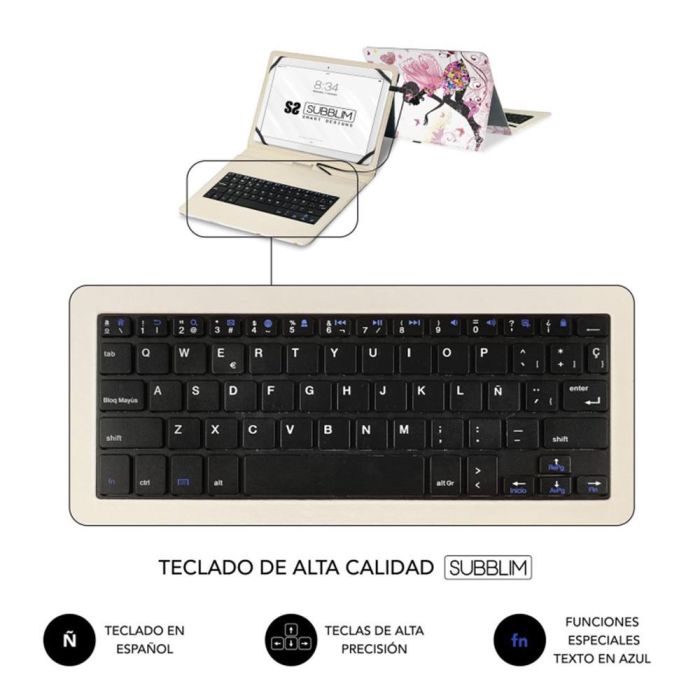 SUBBLIM funda de tablet con teclado usb KEYTAB USB 11" Hadas 2 SUBBLIM funda de tablet con teclado usb KEYTAB USB 11" Hadas 2
