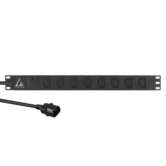 Lanview Regleta de Alimentación para Rack 19" 1U con 8 Tomas C13, Cable 2m, 13A, Protección contra Sobretensiones Lanview Regleta de Alimentación para Rack 19" 1U con 8 Tomas C13, Cable 2m, 13A, Protección contra Sobretensiones