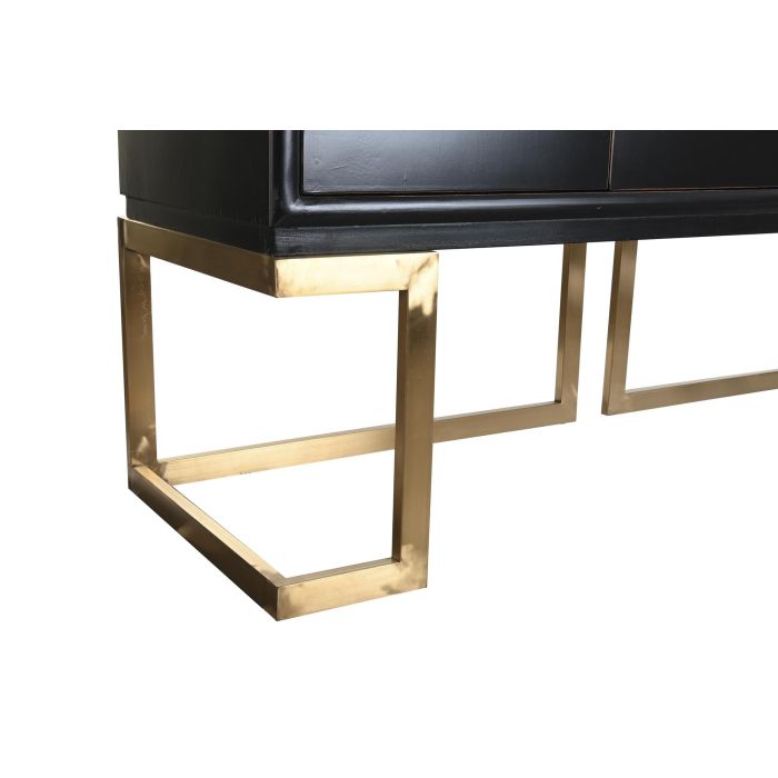 DKD Home Decor Buffet Oriental de Álamo y Metal con 4 Puertas y 2 Estanterías, Negro, Bronce y Dorado - 180x50x90 cm 7 DKD Home Decor Buffet Oriental de Álamo y Metal con 4 Puertas y 2 Estanterías, Negro, Bronce y Dorado - 180x50x90 cm 7
