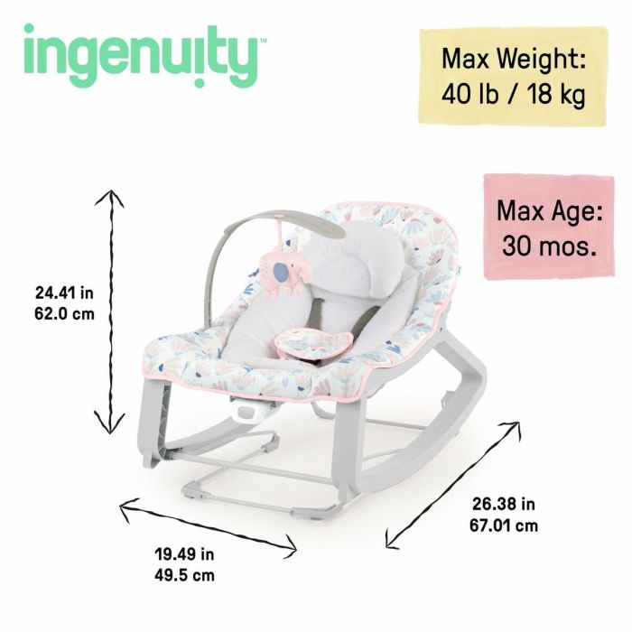 Ingenuity Mecedora para Bebé 3 en 1 Keep Cozy Burst ING17377 3 Posiciones Arco con Peluches Extraíbles Hasta 18 kg 12