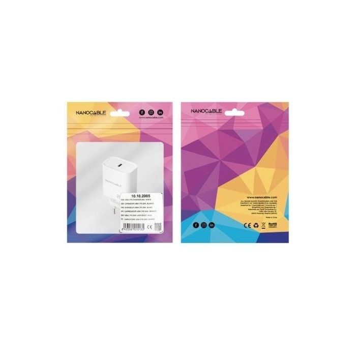 Cargador de Pared Nanocable 10.10.2005/ 1xUSB Tipo-C/ 20W/ Blanco 1 Cargador de Pared Nanocable 10.10.2005/ 1xUSB Tipo-C/ 20W/ Blanco 1