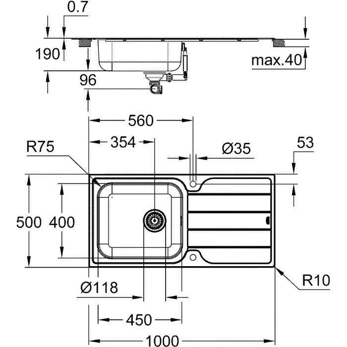 Fregadero de Un Seno Grohe К500 5