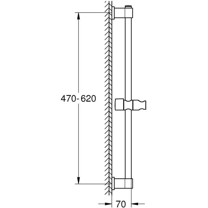 Barra de ducha - GROHE Vitalio Universal 27724001 - 60cm - Ø 22 mm - Fijación superior regulable - Para pegar o atornillar - Cromo 2