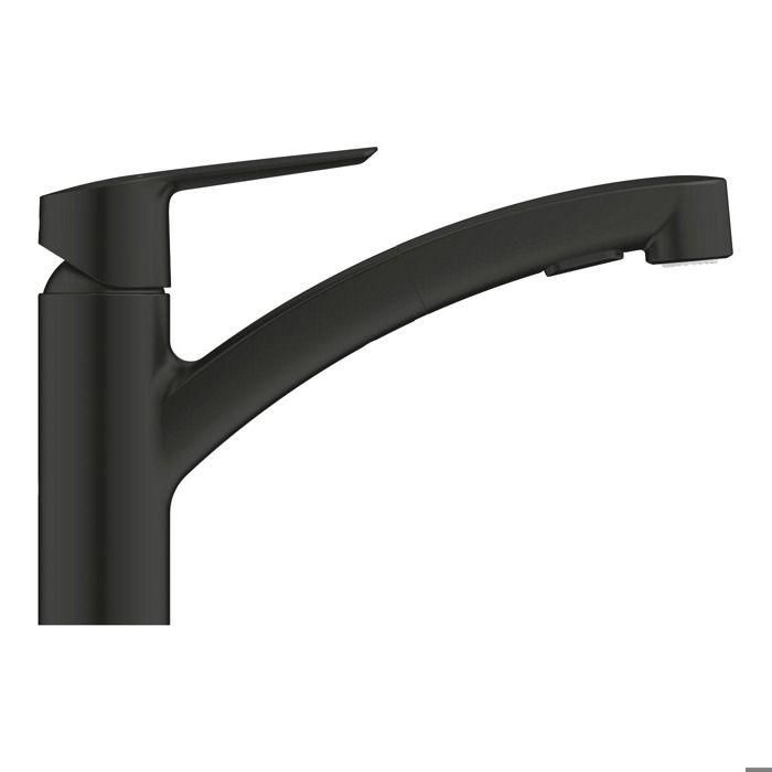 Grifo de cocina - Mezclador monomando de fregadero - Negro mate - Aireador extraíble - Desviador de 2 chorros - GROHE Start - 303072431 1