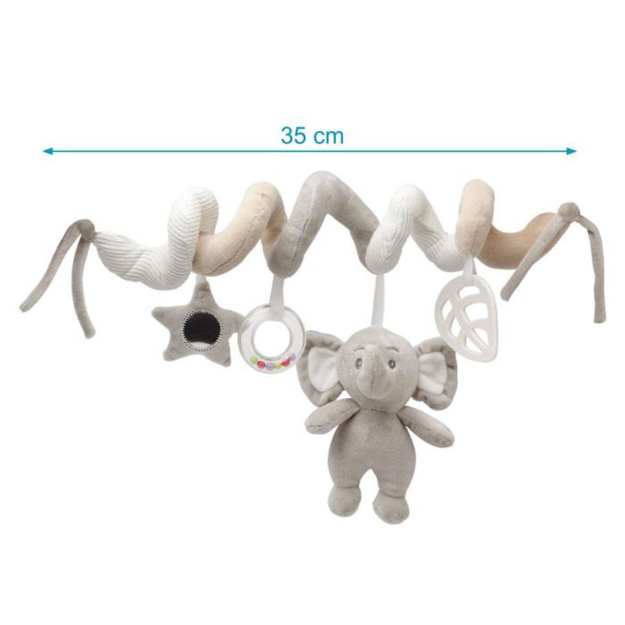 KioKids Peluche Espiral Elefante Gris y Beige con Sonajero y Mordedor para Bebé +0 Meses 3
