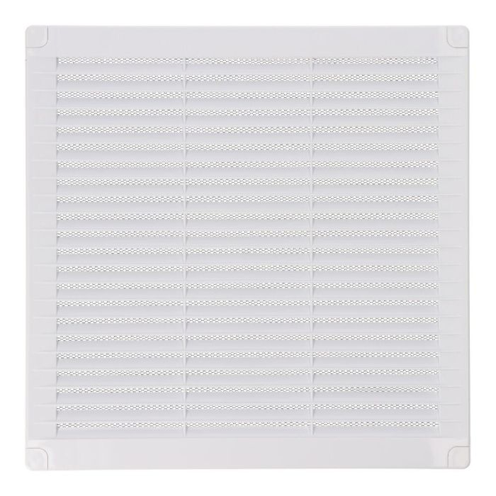Edm Rejilla ventilación cuadrada ABS con tapones y mosquitera 250x250x7mm blanca 0 Edm Rejilla ventilación cuadrada ABS con tapones y mosquitera 250x250x7mm blanca 0