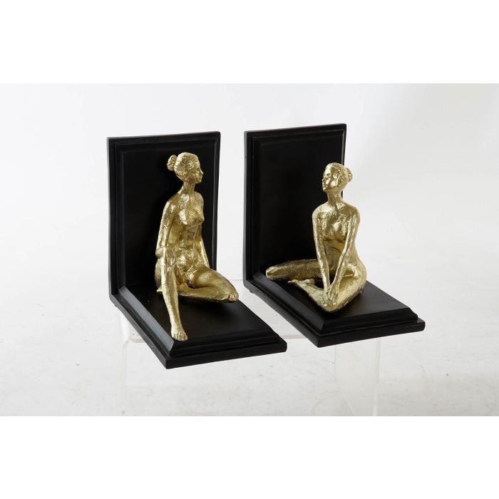 Sujetalibros Moderno DKD Home Decor Dorado Negro 12 x 17 x 17.5 cm Set de 2 2 Sujetalibros Moderno DKD Home Decor Dorado Negro 12 x 17 x 17.5 cm Set de 2 2