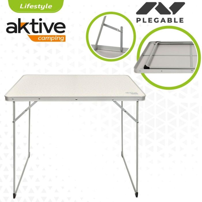 Mesa Plegable Aktive Blanco 80 x 70 x 60 cm (4 Unidades) 2 Mesa Plegable Aktive Blanco 80 x 70 x 60 cm (4 Unidades) 2