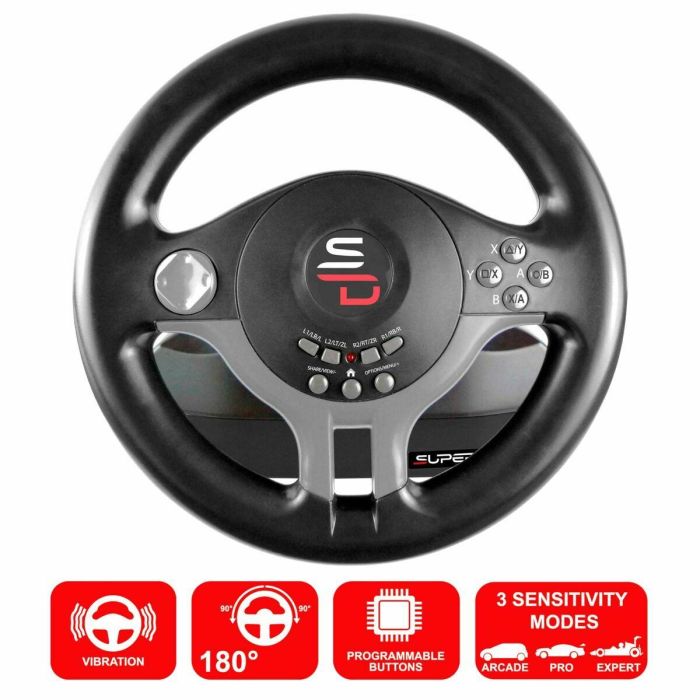 Subsonic Volante de Conducción Compatible Switch, PS4, Xbox One, PC - Giro 180 °, 2 Pedales, Palancas Cambio