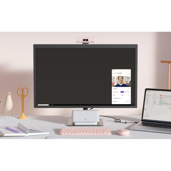 Logitech Webcam Brio 500 Rosa Full HD 1080p, 4 MP, Zoom Digital 4x, Enfoque Automático, USB-C 15