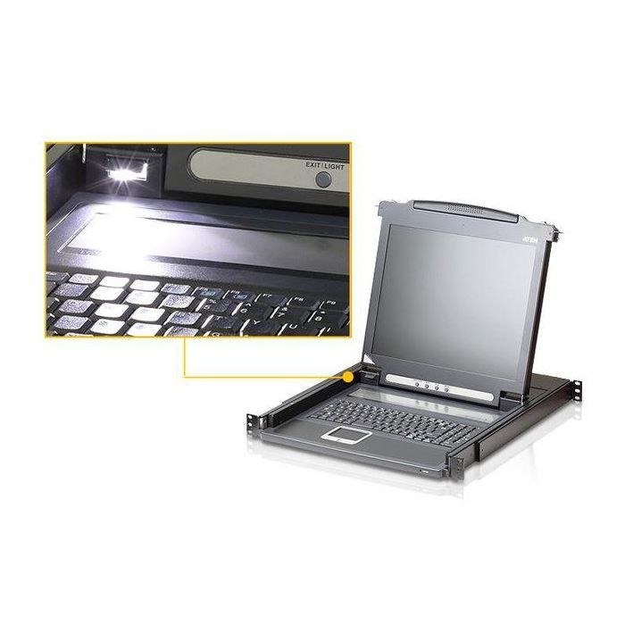 Aten CL1000 17" Consola KVM con Panel LCD LED Retroiluminado, Teclado y Touchpad Integrados, Montaje en Rack 1U Slideaway 3
