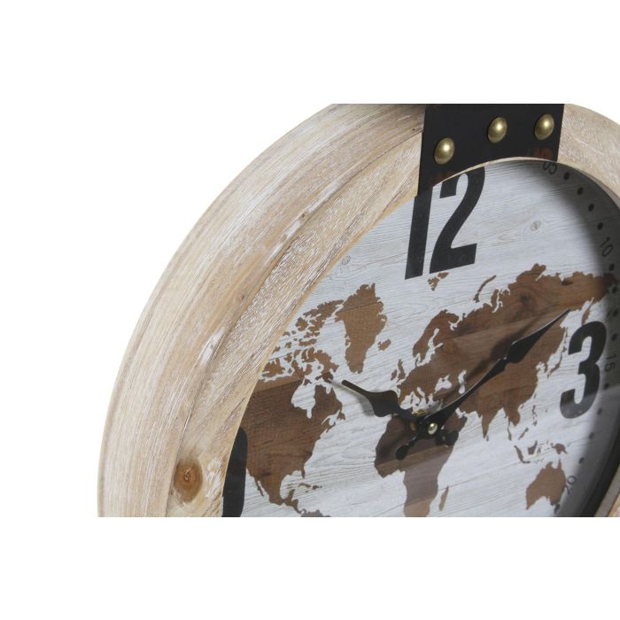 DKD Home Decor Reloj de Pared Atlántico Mapamundi MDF Hierro Cristal Marrón Negro 54x40 cm Pack 2 Unidades 1