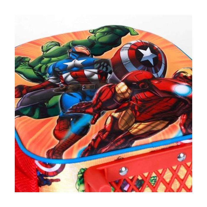 Marvel Los Vengadores Mochila Pequeña 3D con Ruedas Infantil Niños Niñas Los Vengadores Rojo 7L 5