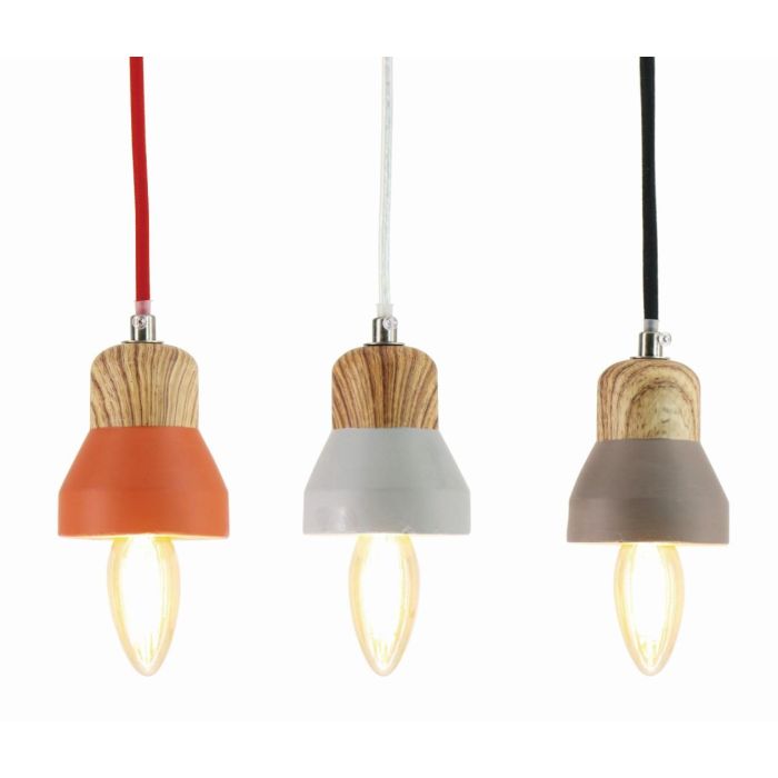 DKD Home Decor Lámpara de Techo Urban E14 25W 220V Cemento y Metal, Gris Claro - Pack 6 Unidades 8x8x10 cm, Cable 85cm