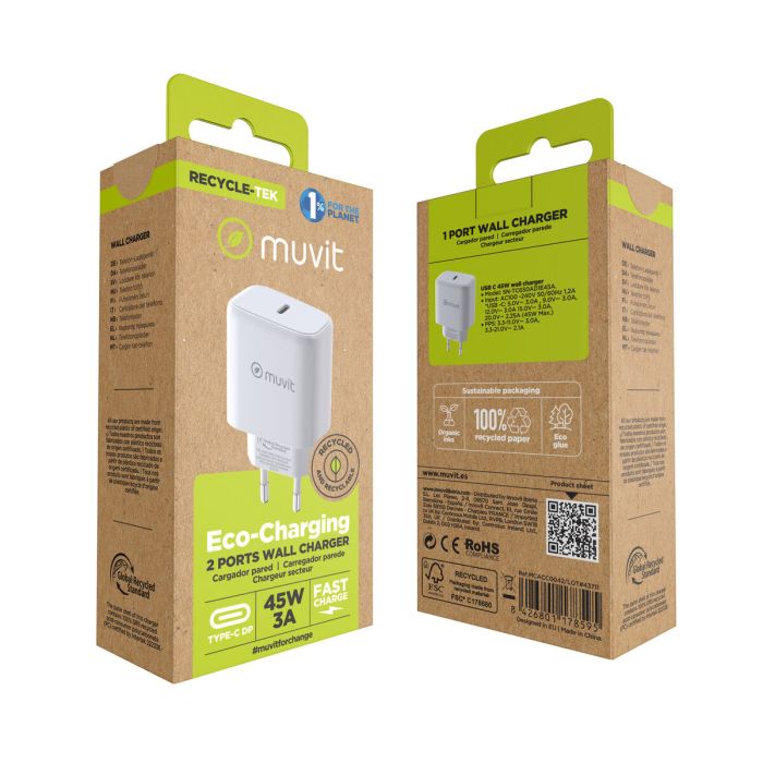 muvit for change cargador de pared Tipo C PD 45W blanco 6