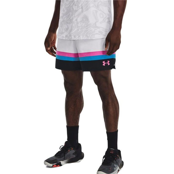 Pantalones Cortos de Baloncesto para Hombre Under Armour Baselin Blanco 4