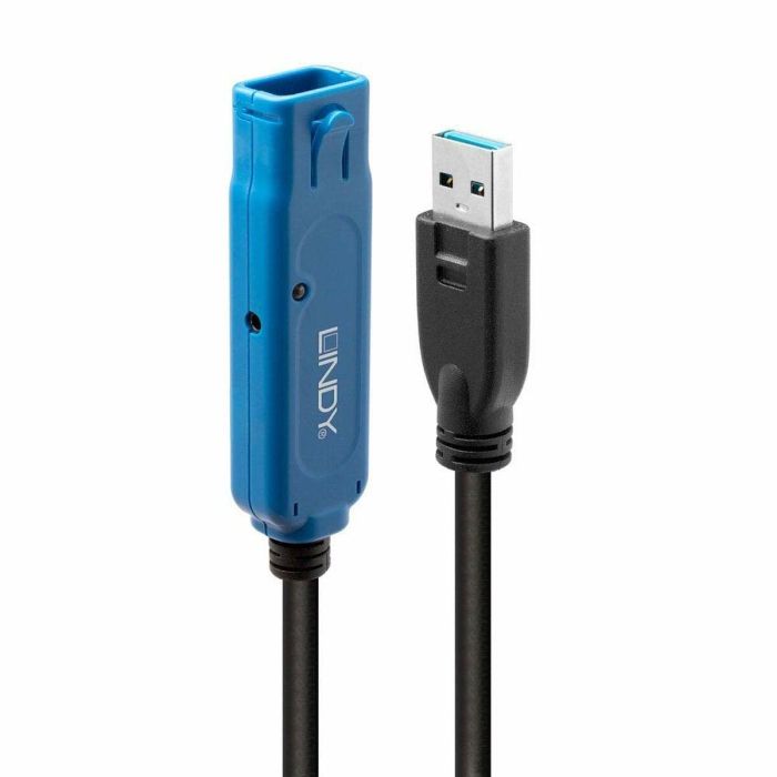 Lindy 43158 Cable Extensión Activa USB 3.0 Pro 8m SuperSpeed 5Gbps, Conectores Bloqueables para Sistema Modular