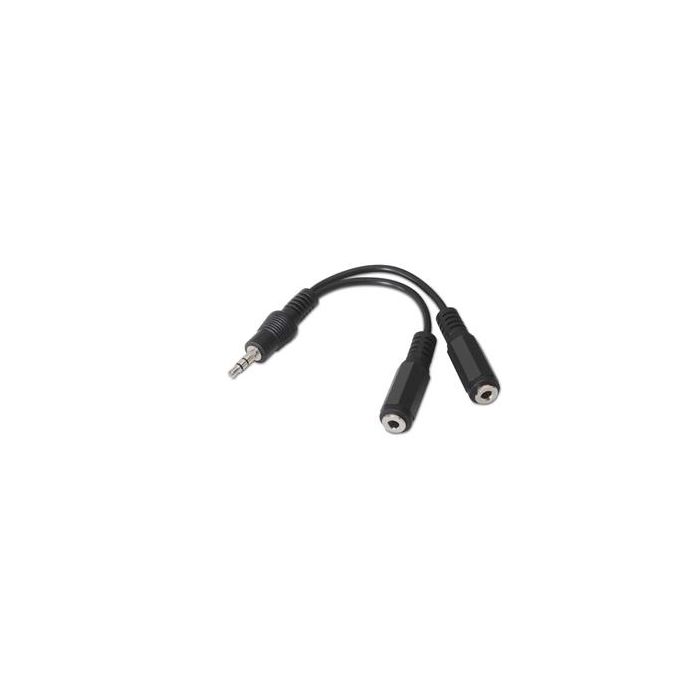 Nanocable 10.24.1200 Cable Estéreo Jack 3.5 Macho a 2x Jack 3.5 Hembra 15 cm Negro