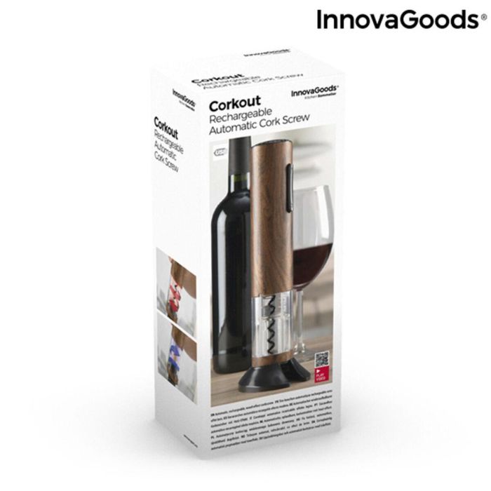 Sacacorchos Automático Recargable Efecto Madera Corkout InnovaGoods 1