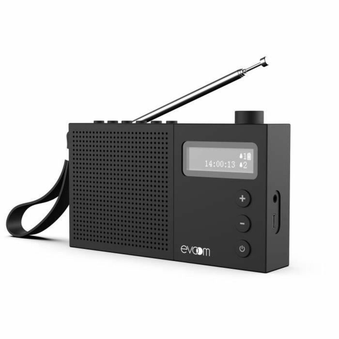 EVOOM EVO3700527312200 Radio Despertador EGY Negro - Radio FM y DAB+ - Alimentación USB y Baterías - 2 Alarmas 0 EVOOM EVO3700527312200 Radio Despertador EGY Negro - Radio FM y DAB+ - Alimentación USB y Baterías - 2 Alarmas 0