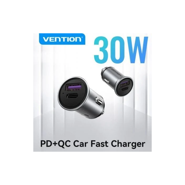 Vention Cargador Coche FFFH0 USB-C + USB 30W Carga Rápida PD QC4.0 AFC SCP