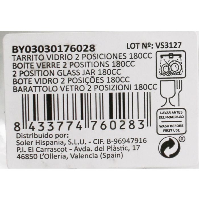 Tarrito de Vidrio 2 Posiciones 180 cc Mediterraneo (60 Unidades) 6 Tarrito de Vidrio 2 Posiciones 180 cc Mediterraneo (60 Unidades) 6