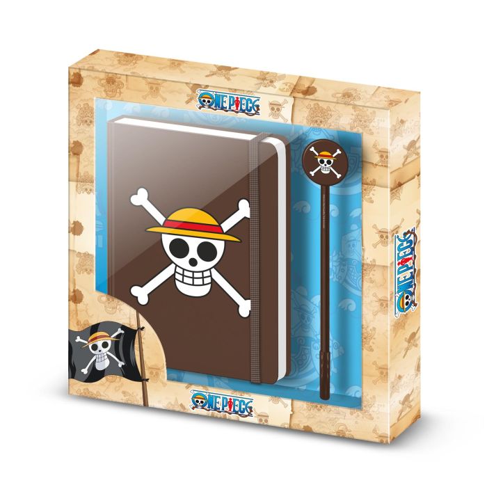 Caja Regalo con Diario y Bolígrafo Fashion Skull One Piece Marrón