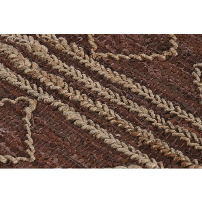 DKD Home Decor Alfombra Marron Yute Cuero Algodon 230 x 160 cm con Rombos 2