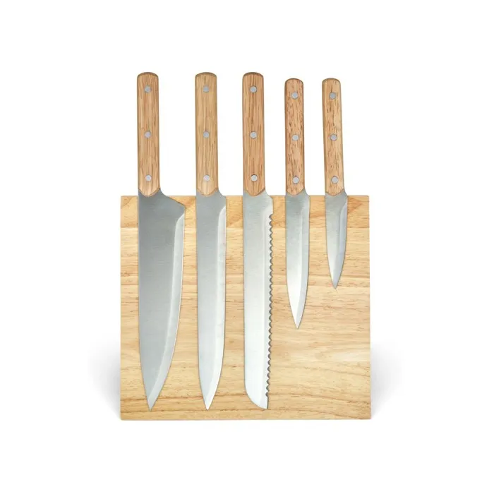 LIVOO MEC136 Juego de 5 cuchillos con soporte magnético, hoja de acero inoxidable, tamaño de 20 a 32,5 cm 3