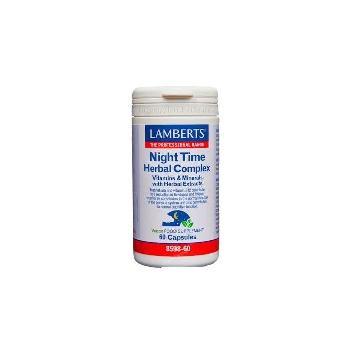 LAMBERTS Night Time Herbal Complex para Conciliar el Sueño Profundo, 60 Cápsulas con L-Triptófano y Pasiflora
