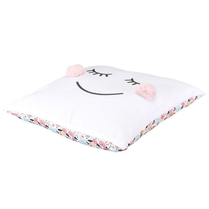 Home Deco Kids Cojín Pompón Vallee Outlet 40x40 cm Cara con Pompones y Flores 2