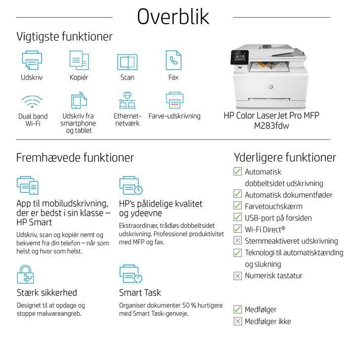 HP M283fdw Impresora Multifunción Láser Color Pro Inalámbrica con Fax, Compatible con HP Smart App y Seguridad 21 HP M283fdw Impresora Multifunción Láser Color Pro Inalámbrica con Fax, Compatible con HP Smart App y Seguridad 21